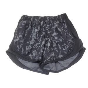 Women's Nike Dri-FIT Tempo Printed Running Shorts XS Black/Grey Lined EUC